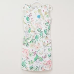 Sara Campbell Mod Sleeveless Dress Floral Pockets Butterfly White Women 2 Small